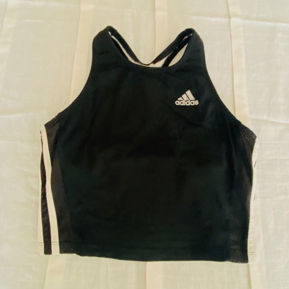 Adidas Black Crop Top, Size Large, Black